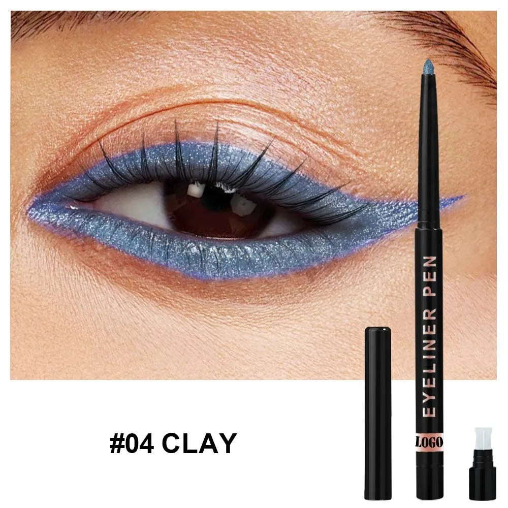 High Pigment Glitter Eyeliner Pencil Waterproof Long-Lasting Smudge-Proof Shimmery Metallic Eyeliner Makeup Pen
