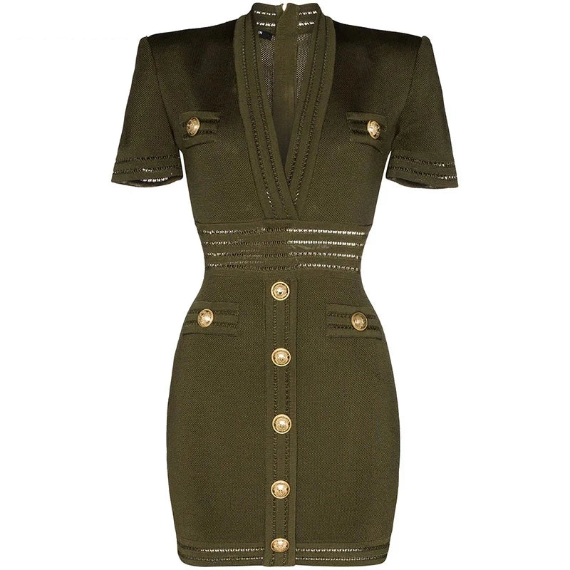 Hot Selling  Quality Short Sleeve V-neck Slim Knitting Casual Sheath Mini Dress Women