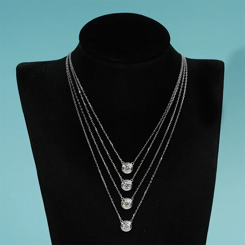MomentWill Fashion Designs 925 Silver Fine Cute Simple Jewelry  Moissanite Necklaces