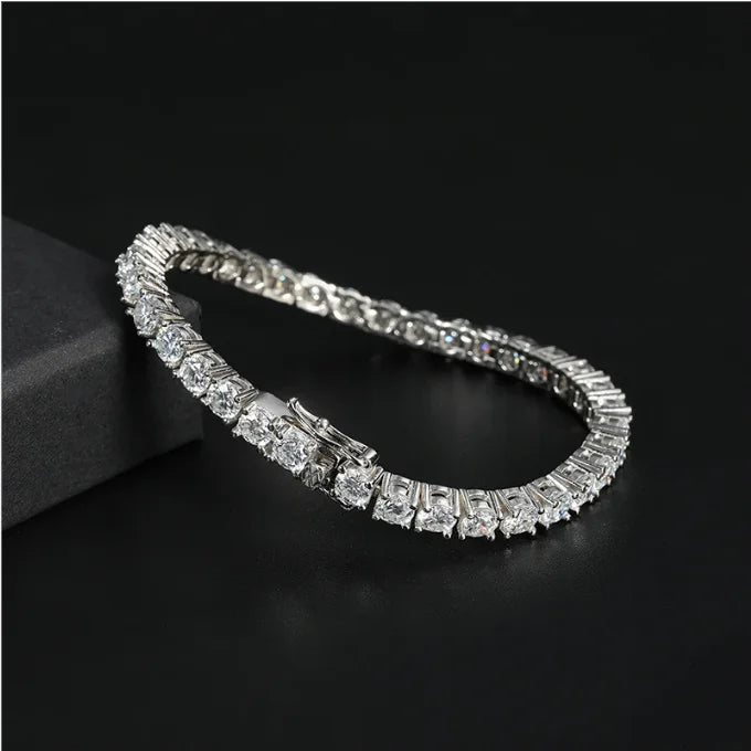 MomentWill White Gold 3 4 5 mm Iced GRA  Diamond 925 Sterling Silver Men Women Fine Jewelry Bracelet Moissanite Tennis Chain
