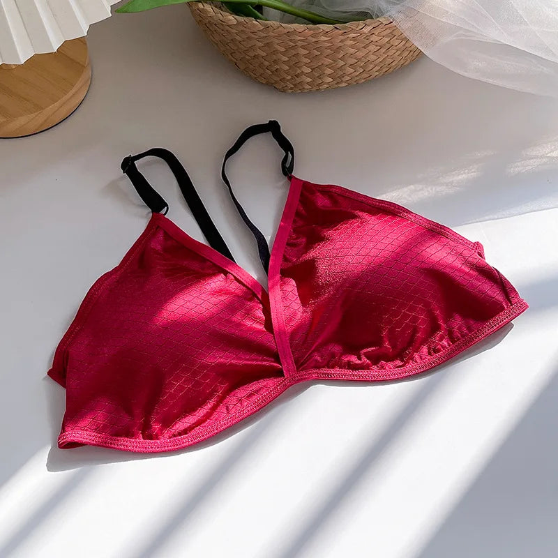 Women Push Up Bra Sexy Lingerie Bralette Wire free Bra Sexy Deep V neck Wireless Underwear Thin Seamless Bra Crossback Bra