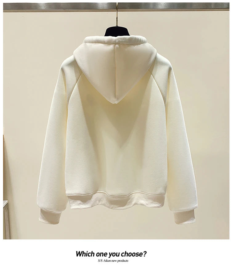 2025 Oversized Hoodie Women Winter Thickened High Quality Hoodies Women Loose Pullover Embroidery Woman Hoodies