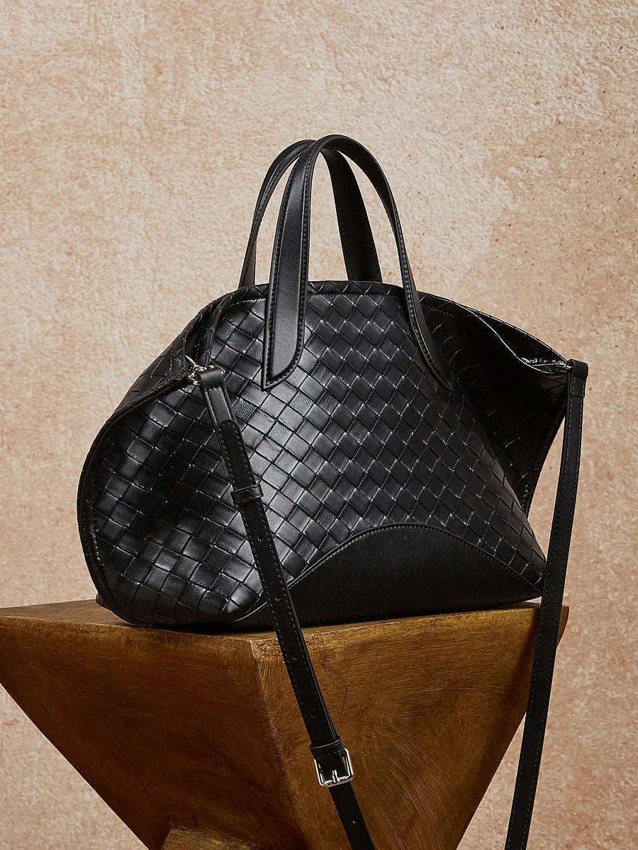 Intrecciato Woven Cowhide Leather Lady Luxury High-end Winter Summer Portable Genuine Split Leather Single Shoulder Tote Bag