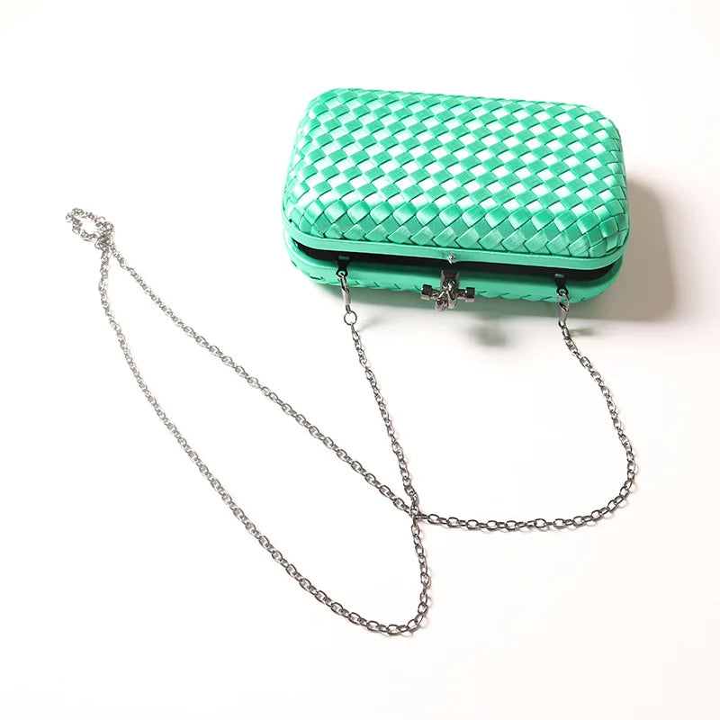 Luxury Satin Woven Ladies Crossbody Bag Handmade Evening Purse Chains for Banquet Wedding Dress Fashionable Clutch for Women