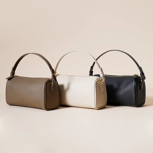 Women's Top-Grain Cowhide Genuine Leather Hand-held Crossbody Bag Elegant Underarm Style Chains Decoration New Trendy Versatile