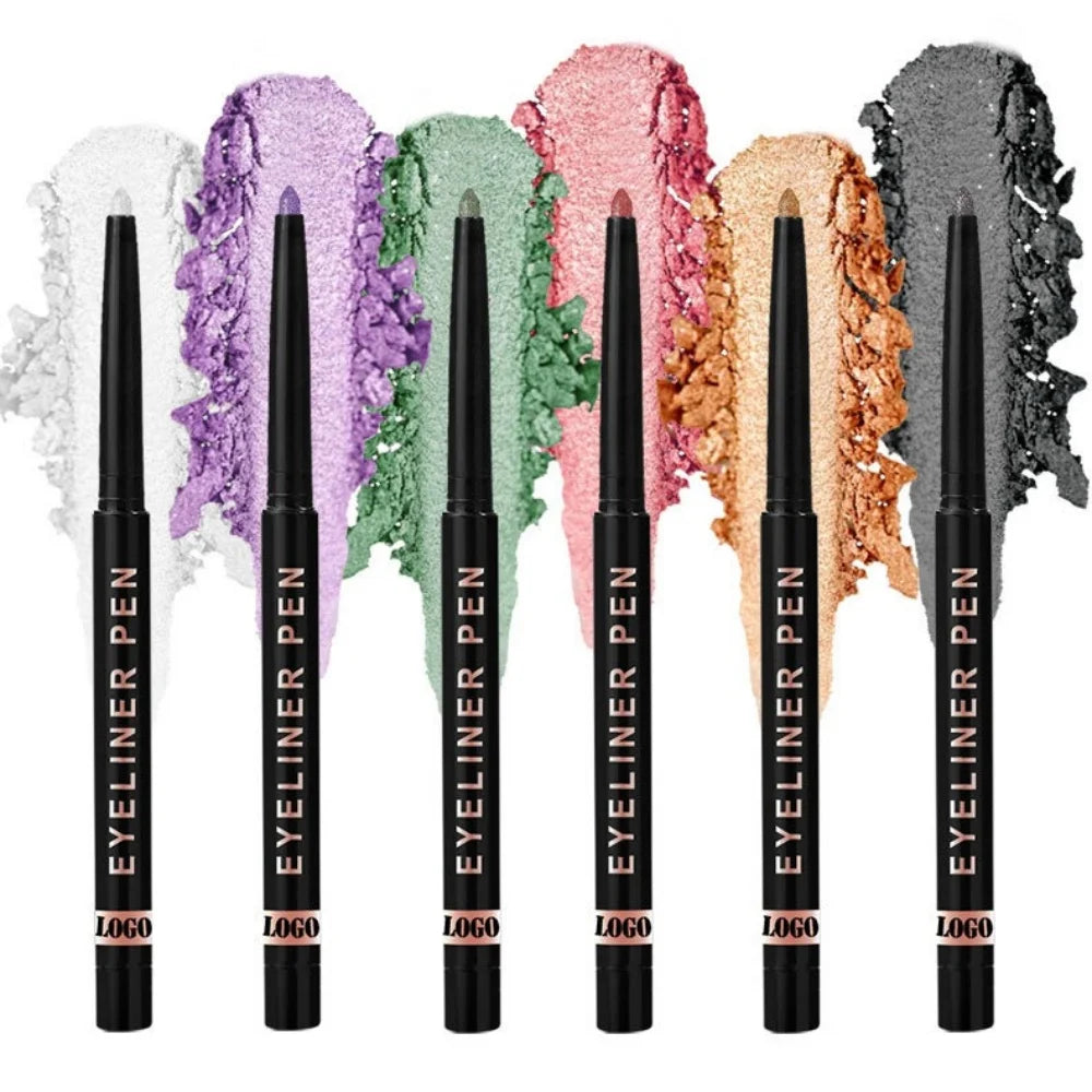High Pigment Glitter Eyeliner Pencil Waterproof Long-Lasting Smudge-Proof Shimmery Metallic Eyeliner Makeup Pen