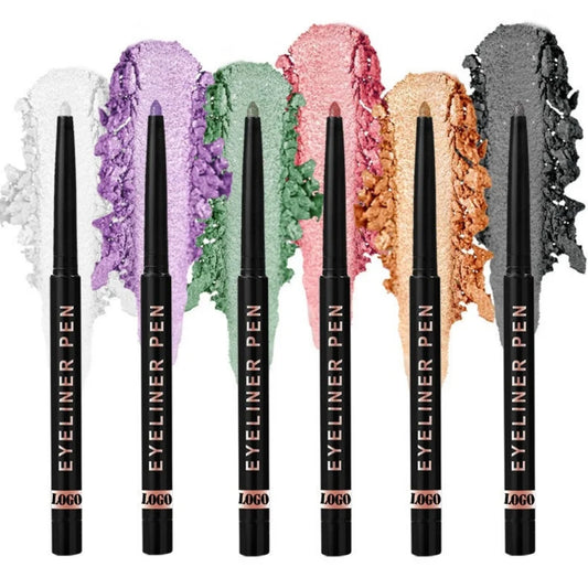 High Pigment Glitter Eyeliner Pencil Waterproof Long-Lasting Smudge-Proof Shimmery Metallic Eyeliner Makeup Pen
