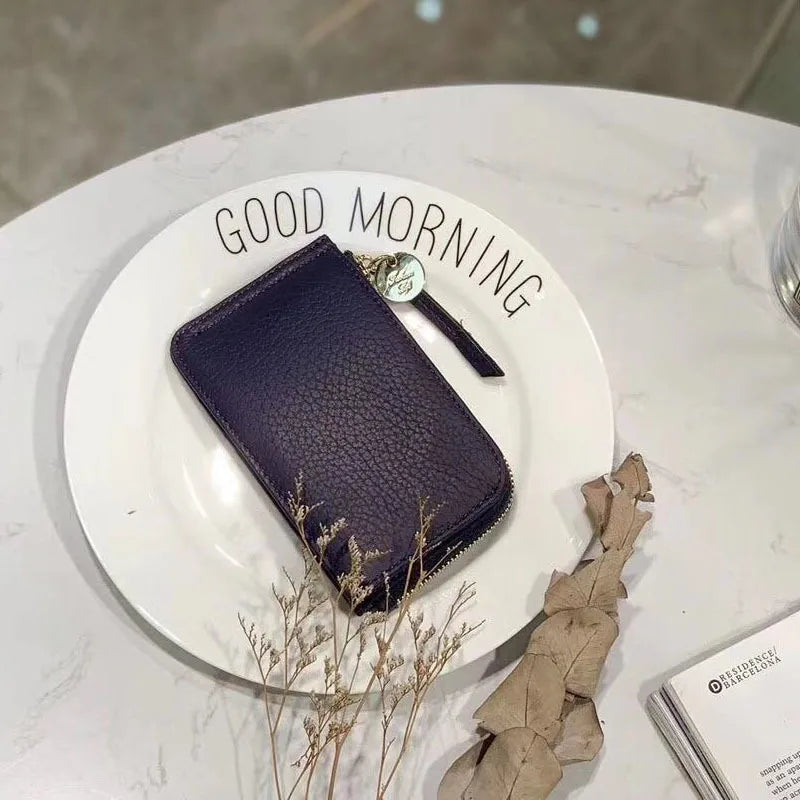 Vintage Genuine Leather Wallet for Women Men Slim Purse Short Coin Bag Pouch Fashionable Credit ID Card Holder New