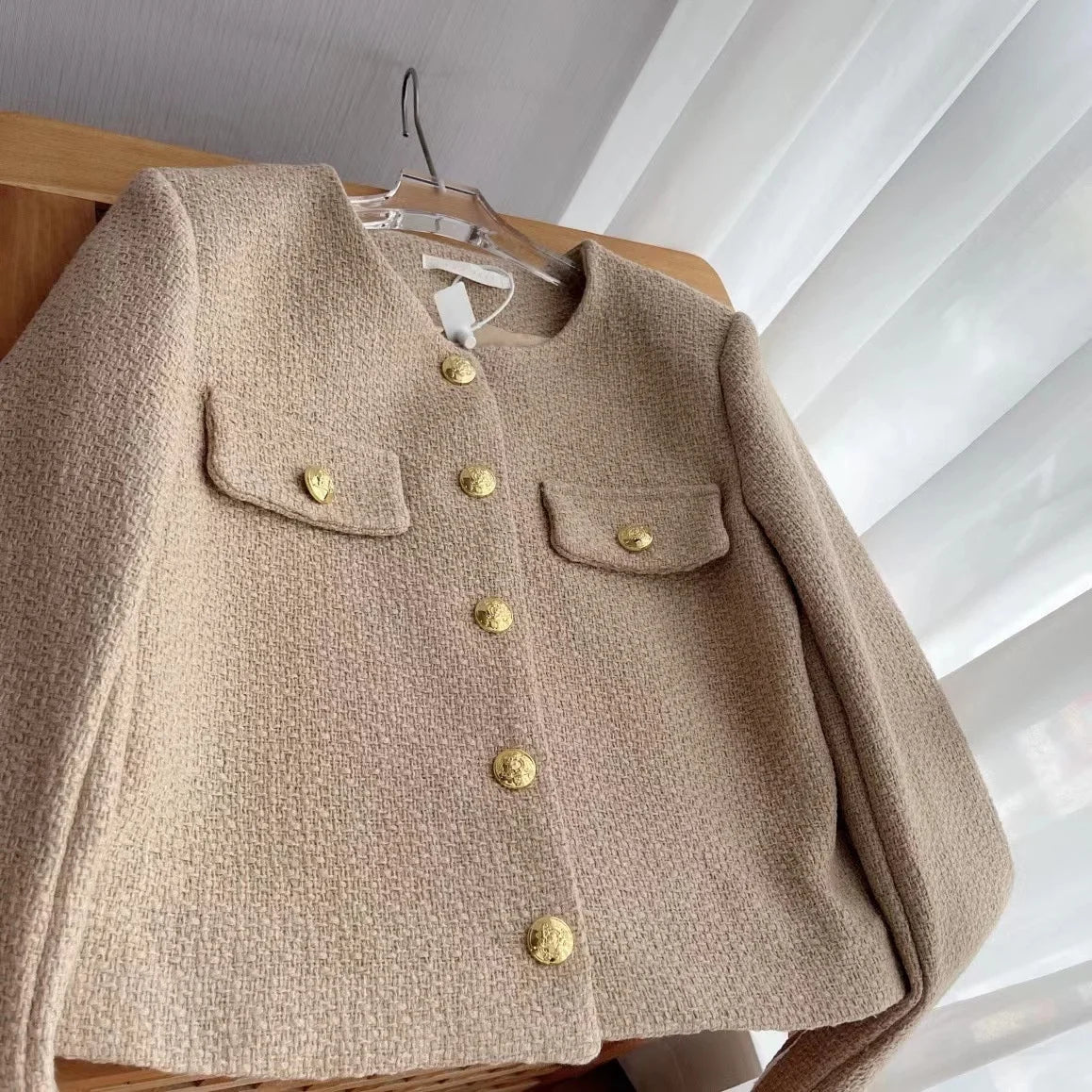 Women'S Spring and Fall New Fashion Loose Short Blouse Tweed Jacket Coat