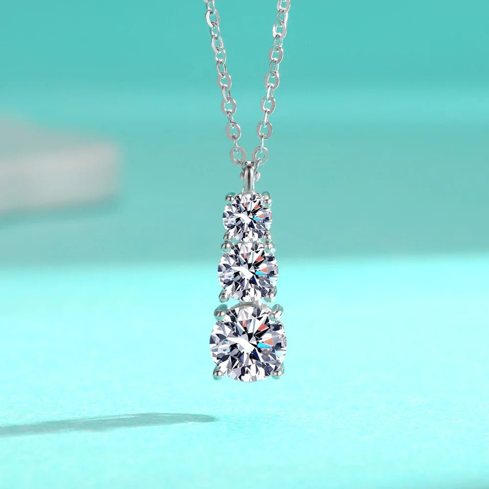 Moissanite Necklace for Women White D Color VVS1 Lab Grown Diamond Engagement Gift S925 Silver Custom VVS Moissanite Pendant