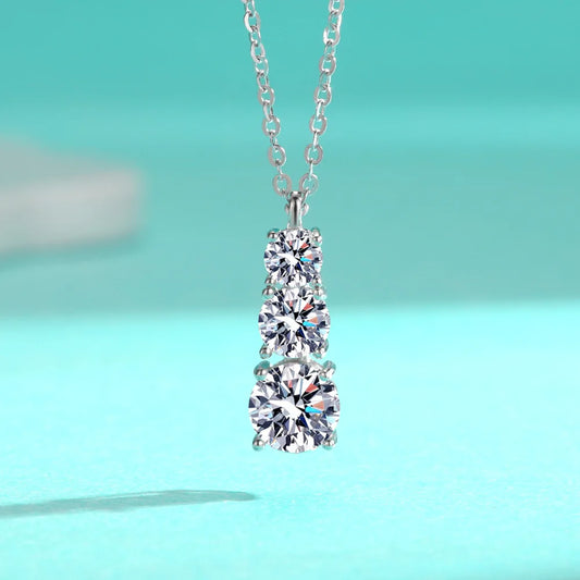 Moissanite Necklace for Women White D Color VVS1 Lab Grown Diamond Engagement Gift S925 Silver Custom VVS Moissanite Pendant