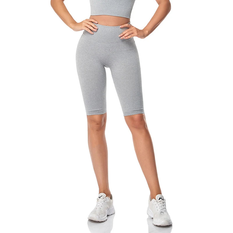 Seamless Fitness Women Yoga Shorts High Waist Workout Shorts Hip Push Up Yoga Running Shorts Sport Gym Leggings