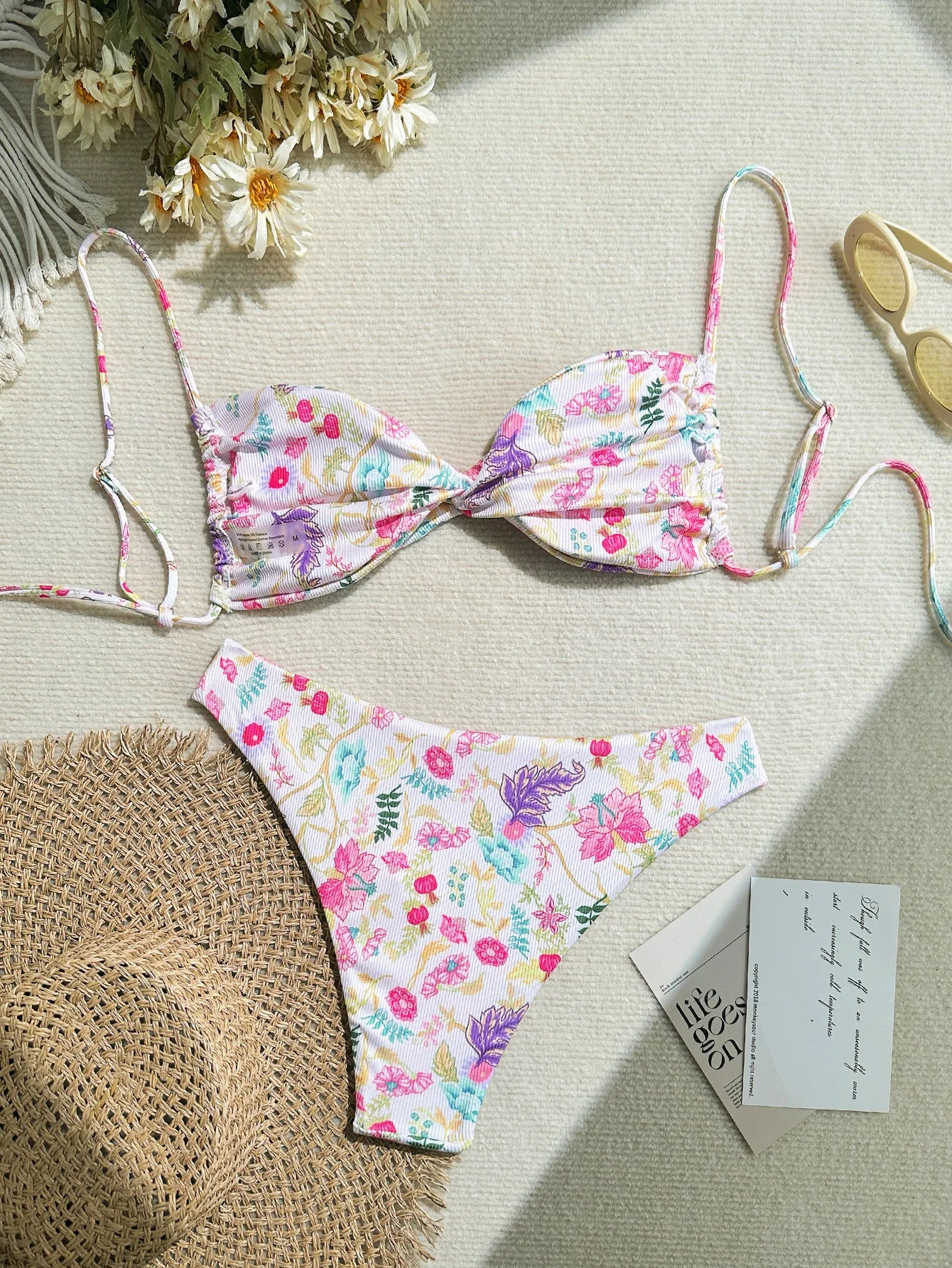 New Girl Sweet Floral Prints Bikinis Two Piece Set Women Sexy Bikini Swimsuit Women Party Sexy Halter Swimwear for Ladies