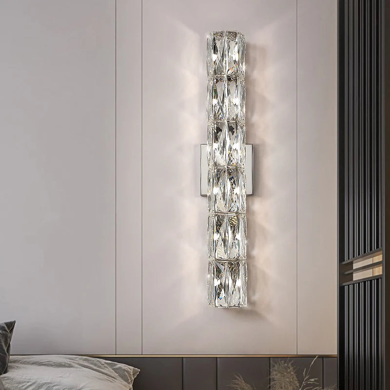 Lumen Advanced Luxury Trend Crystal Gold Wall Lamp Living Room Hotel Lobby Shining Starry Lustre Dimming Lighting