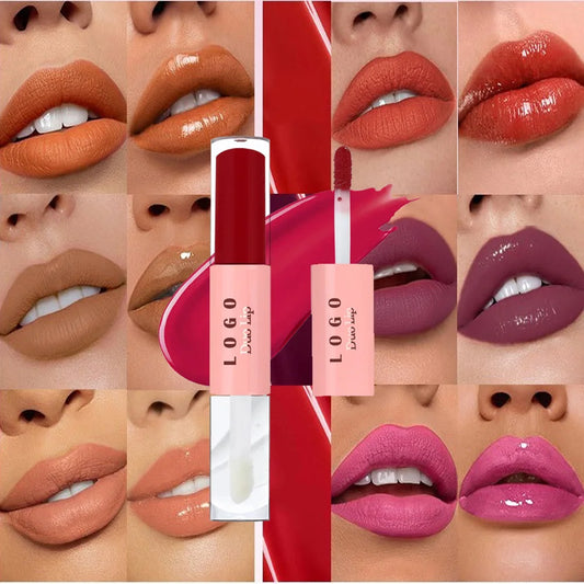 Waterproof Double Head Lipgloss Vegan Long Lasting Non-Drying Hydrating Peel Off Lip Stain & Lip Oil