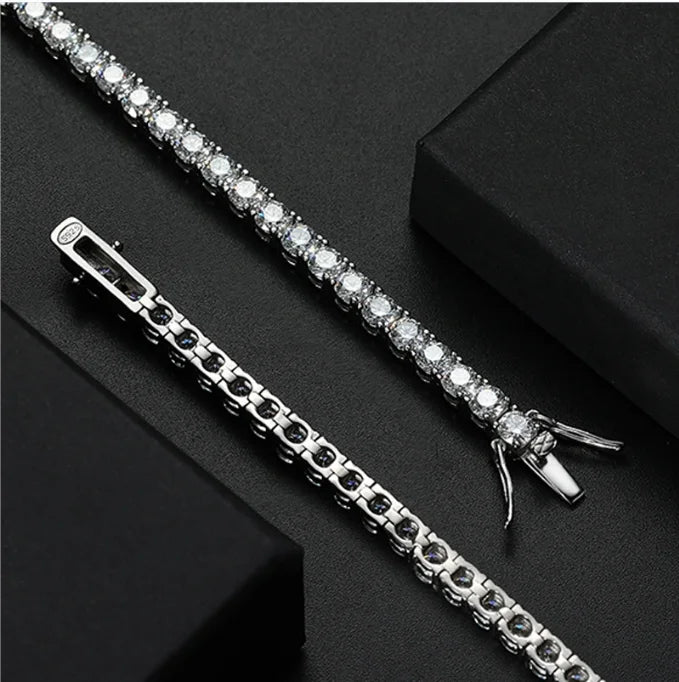 925 Silver 3 4 5 mm Iced Out GRA Certified Lab Grown Diamond Moissanite Bracelet Tennis Chain Men Women Fine Jewelry