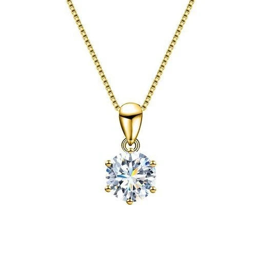 Real 925 Sterling Silver GRA Certified 1CT Classic Round Shape Diamond Moissanite Pendant Necklaces Engagement Jewelry for Women