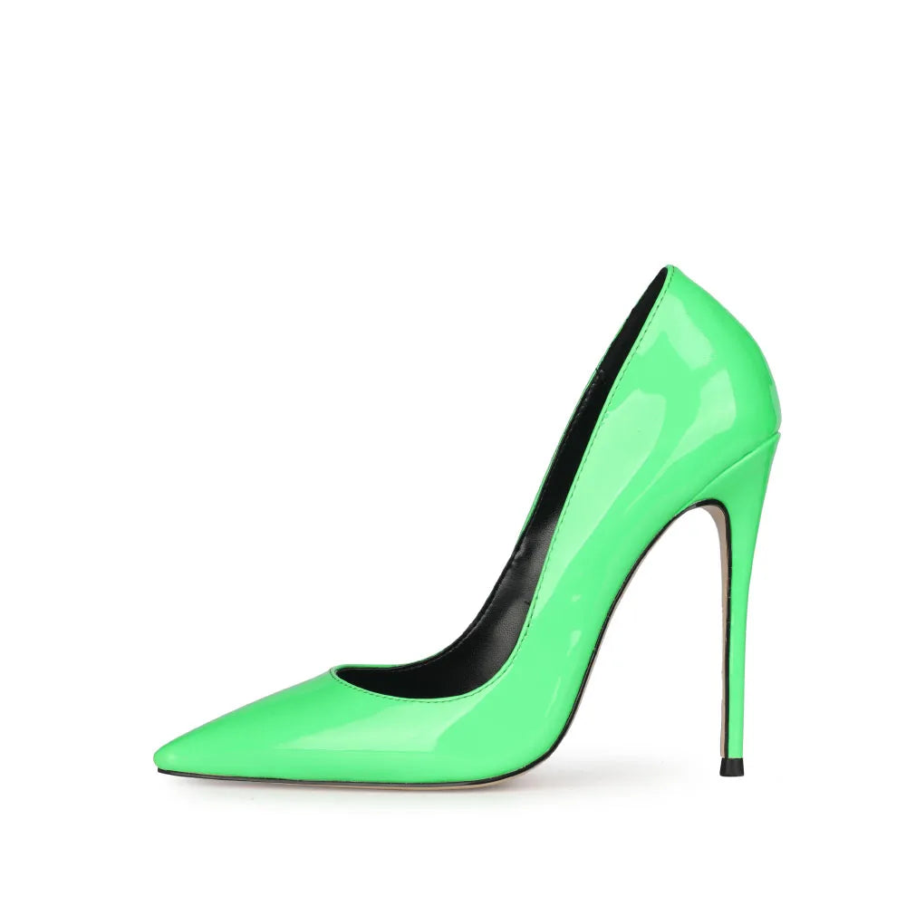 2025 Sexy Pointed Toe Jelly Patent Leather High Heels Pump Stilettos Sharp High Heels Dress Shoes for Women OEM Large Size 47