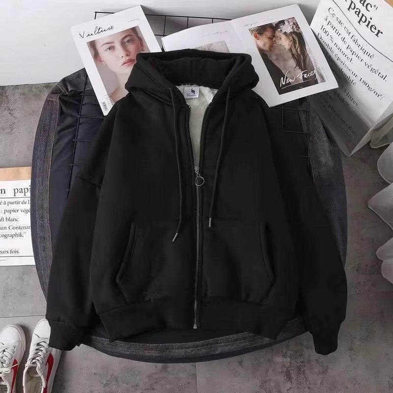 New Fashion Women's Long-Sleeve Cardigan Hoodie with Front and Back Logo Zipper Sweatshirt with Pockets for Autumn Casual Wear