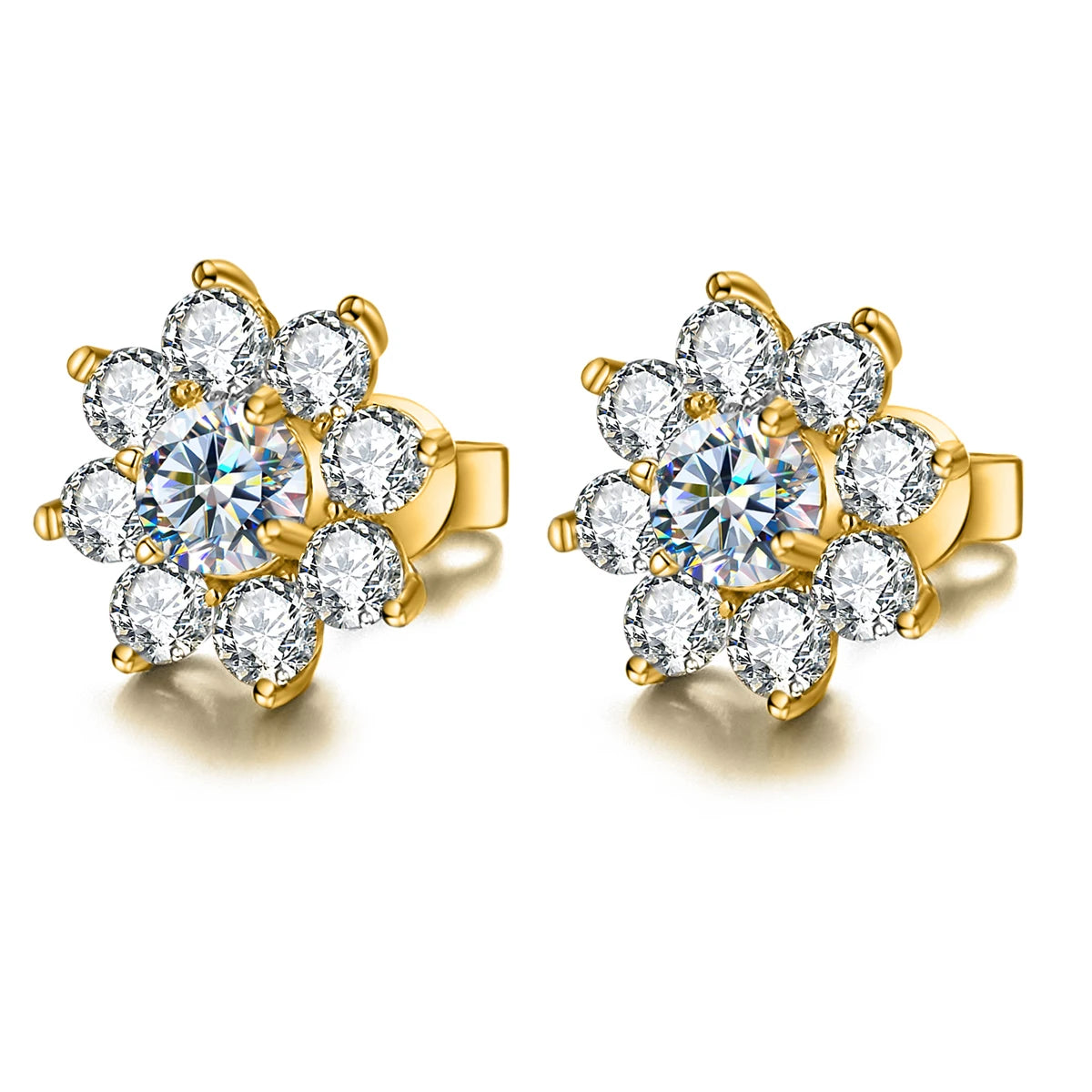 GRA  0.5CT Moissanite Diamond Flower Stud Earring for Women 925 Sterling Silver Solitaire Eternity Wedding Party Jewelry Set