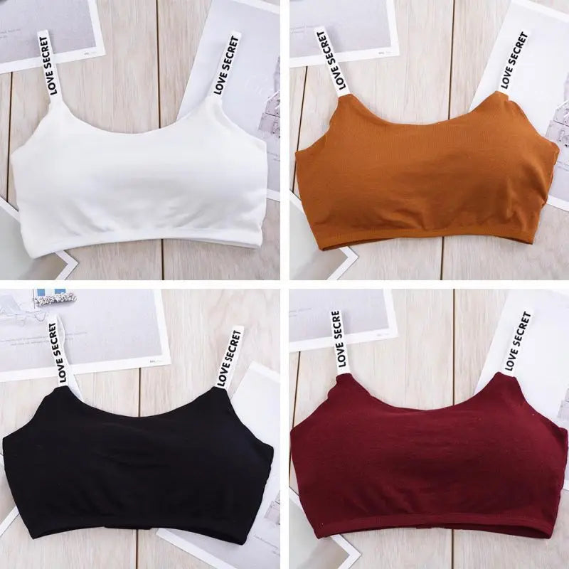 Cotton Bras For Women Non wire Bra Tube Top Seamless Underwear Letter Strap Soft Bra Removable Pads Sexy Lingerie