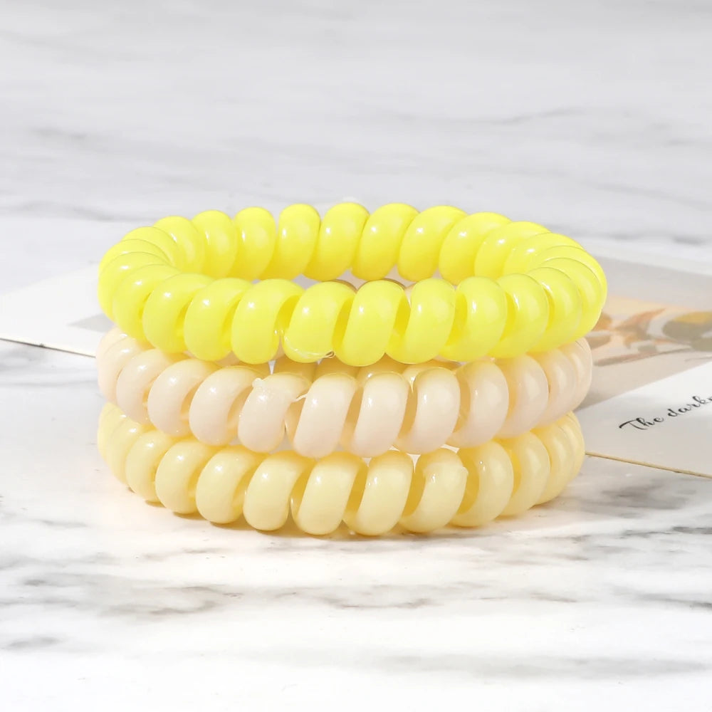 3-8Pcs/Set Telephone Wire Hair Bands Girl 5cm Mixed Color Highly Elastic Hair Ties Ponytail Holder Women Trendy Hair Accessories