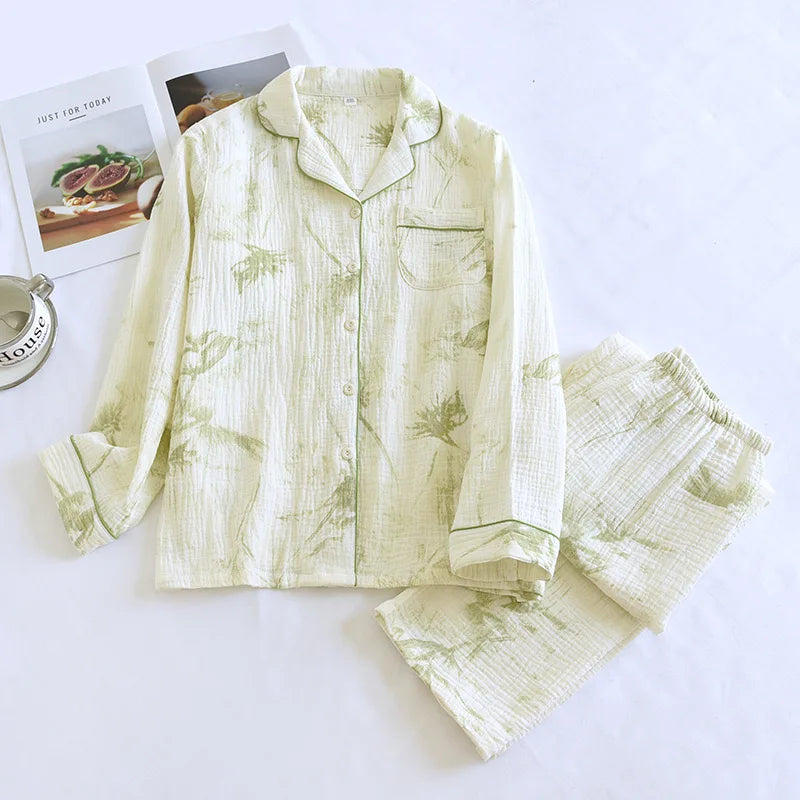 100% Cotton Autumn And Winter women pajamas long-sleeved trouser ladies pajamas, home service sleepwear Women Homewear