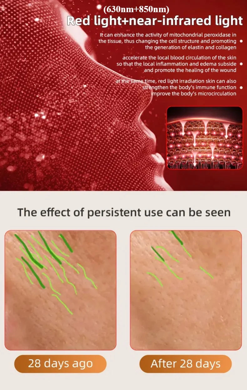 LED Photon Beauty Infrared Mask Instrument USB Electronic Mask Rejuvenation Lightens Fine Lines Brighten Skin Tone Repair Skin