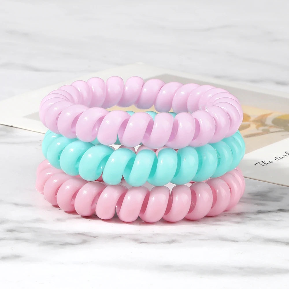 3-8Pcs/Set Telephone Wire Hair Bands Girl 5cm Mixed Color Highly Elastic Hair Ties Ponytail Holder Women Trendy Hair Accessories
