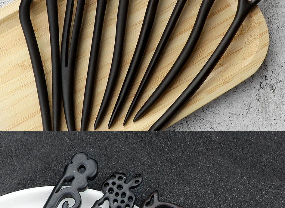 Style Retro Sandalwood Hair Clip Hairpin Chinese Ancient Carved Wooden Chopstick Hair Stick Cosplay Party Headwear Accessories