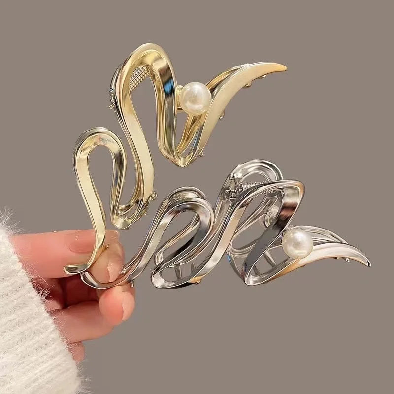 Metal Geometric Hair Claw Crab Hairpins Fashion Cross Hair Clips Barrettes Women Girls Korean Ponytail Clip Hair Accessories