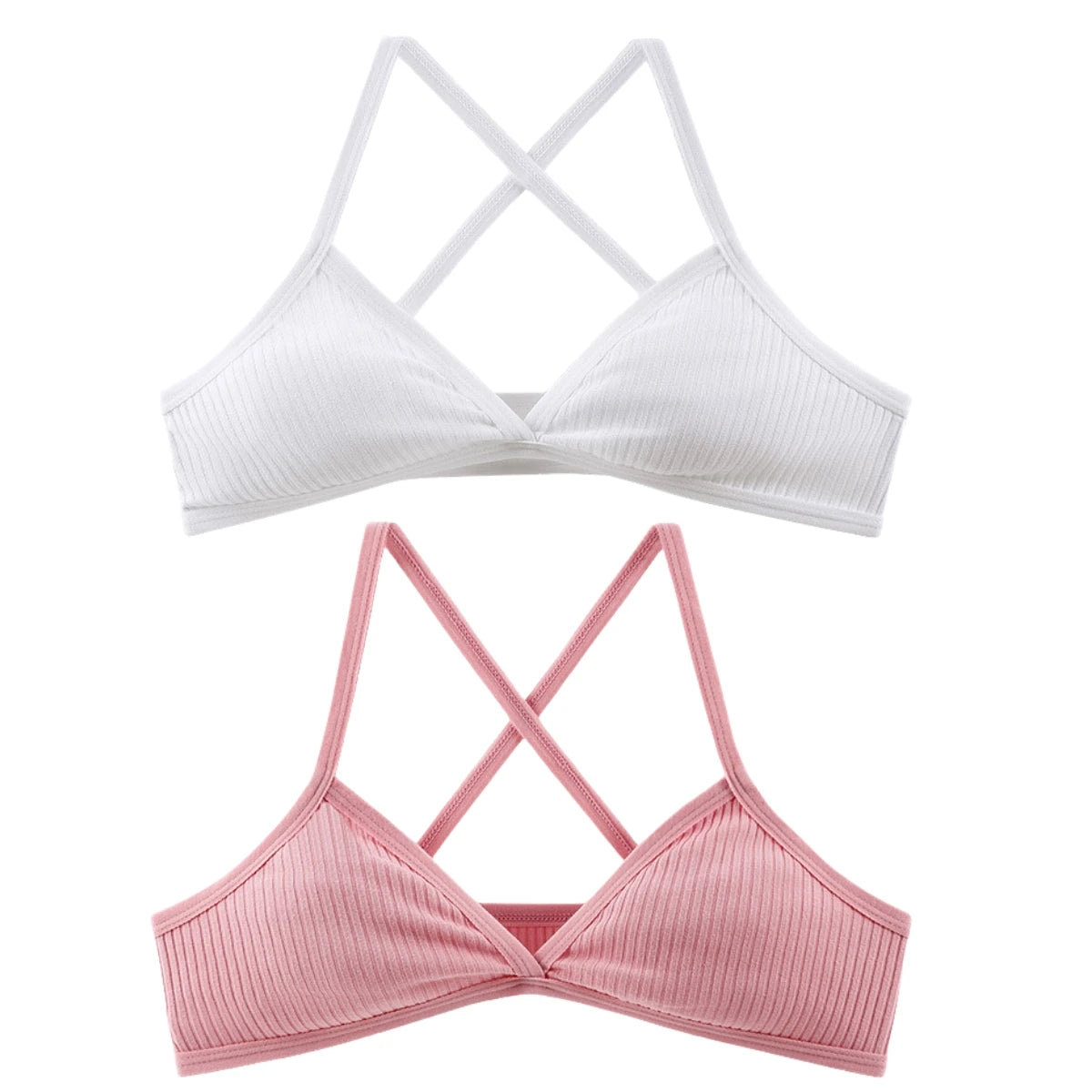 2Pcs/Set V-neck Push Up Bras For Women 1/3 Cup Bra Without Pads Sexy Lingerie Breathable Wireless Underwear
