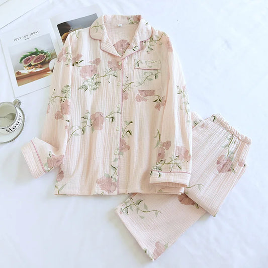 100% Cotton Autumn And Winter women pajamas long-sleeved trouser ladies pajamas, home service sleepwear Women Homewear
