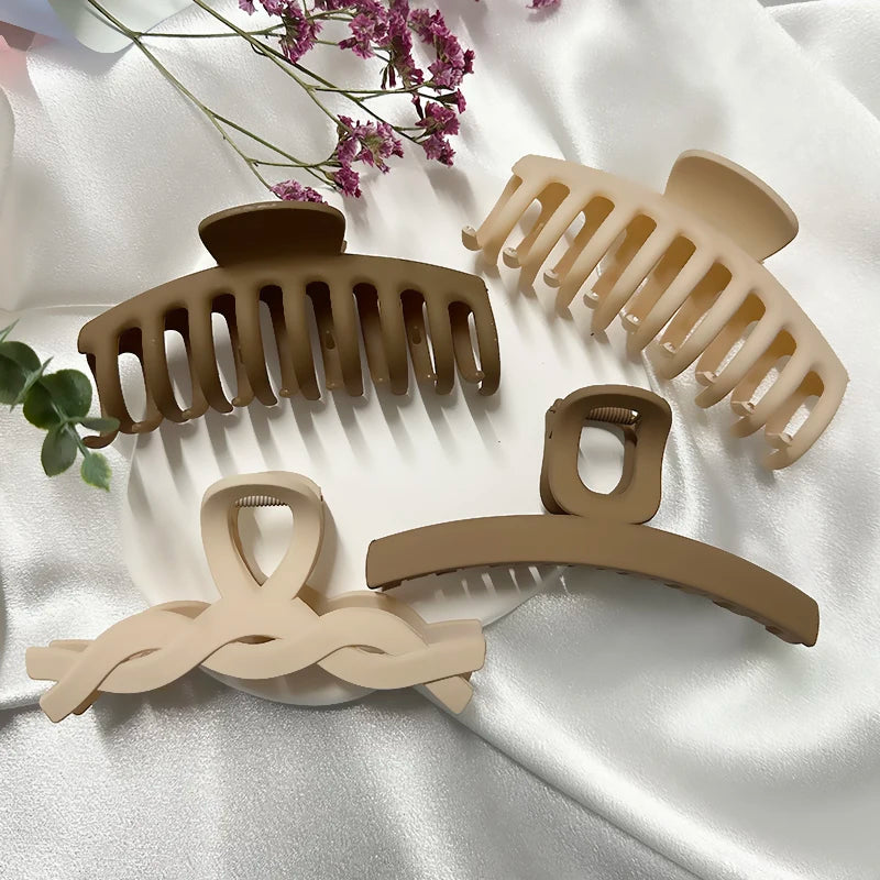 High Women Hair Claw Clips Korea Coffee Beige Acrylic Large Hair Claw Hairpin Geometric Barrettes Crab Girl Headwear Hair Accessories