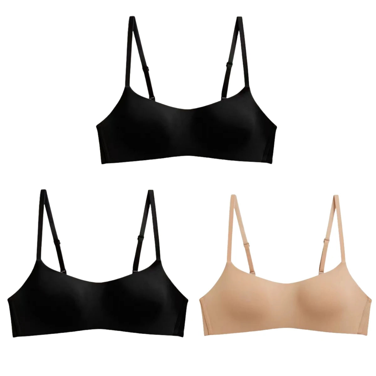 3Pcs/Lot Non-wire Push Up Bras For Women Seamless Underwear Female Sexy Lingerie 1/2 Cup Non-detachable Brassieres