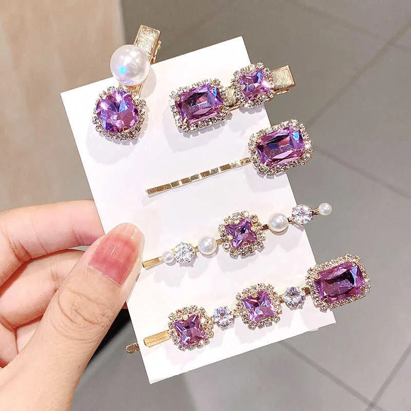 1 Set Women Hair Clips Headwear Jewelry Fashion Crystal Hair Accessories for Girls Luxury Pearl Barrettes Pins Christmas Gift