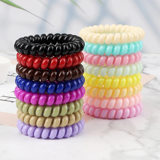 3-8Pcs/Set Telephone Wire Hair Bands Girl 5cm Mixed Color Highly Elastic Hair Ties Ponytail Holder Women Trendy Hair Accessories