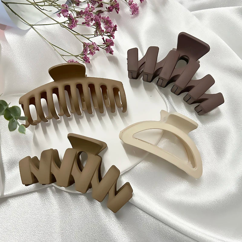 High Women Hair Claw Clips Korea Coffee Beige Acrylic Large Hair Claw Hairpin Geometric Barrettes Crab Girl Headwear Hair Accessories