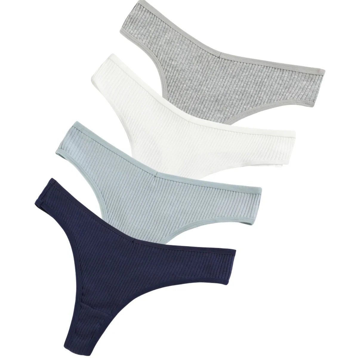 4Pcs/Set Women Cotton Panties Sexy V Waist Thongs M-XXL G-string Female Underpants Solid Color Comfortable Girls Lingerie