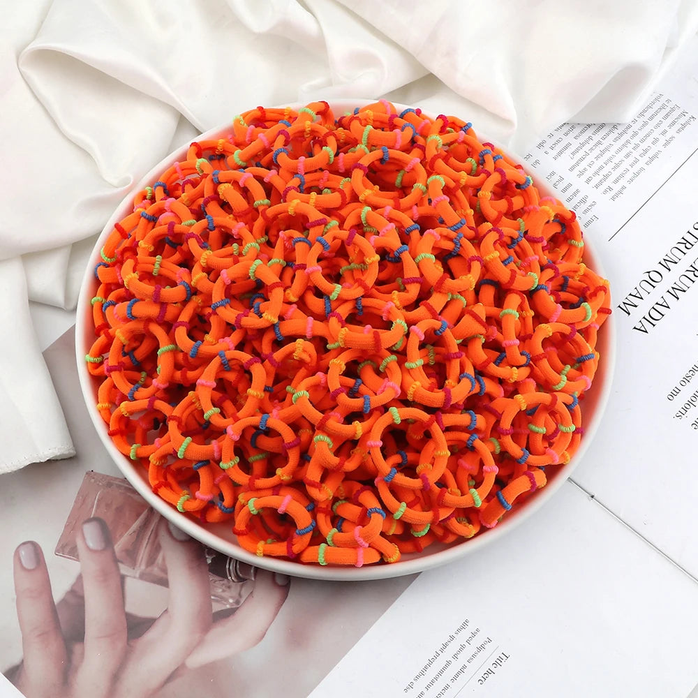 50/100Pcs/Lot Children Hair Bands Accessories Girl Candy Color Hair Ties Colorful Simple Rubber Band Ponytail Elastic Scrunchies