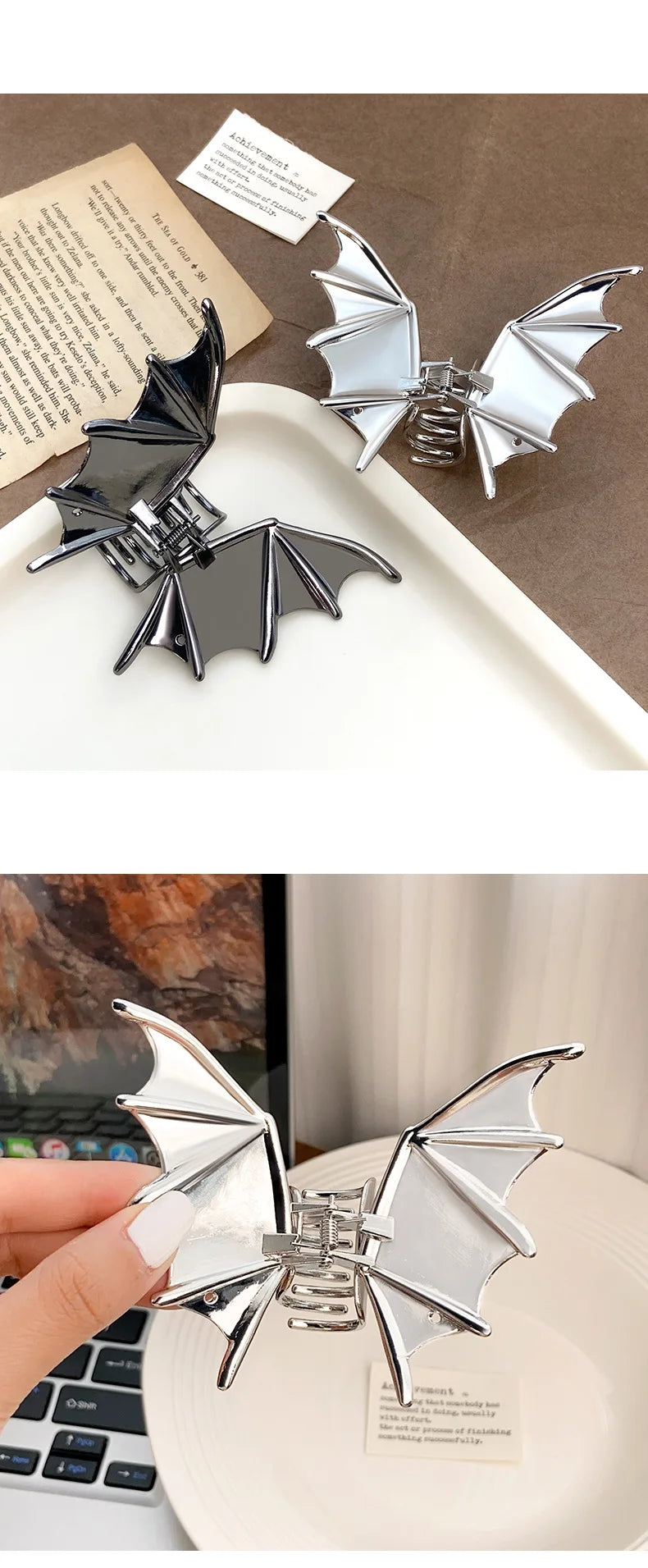 NEW Alloy Bat Hair Claw Minimal Design Large Size Hair Claw Clips Hair Accessories for Women Girls
