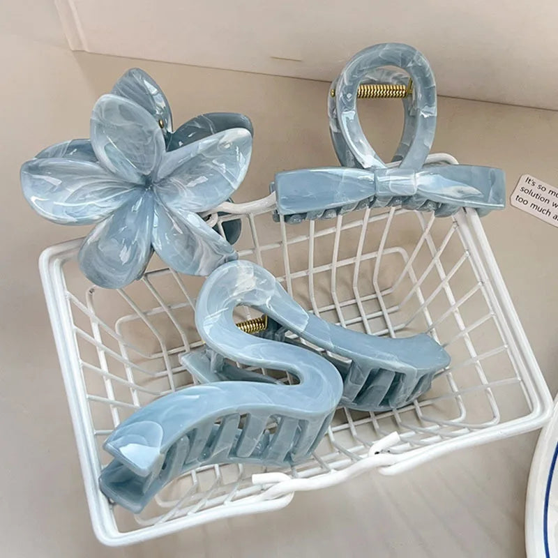 Korean Hawaiian Flower Crab Hair Clips Female Fashion Plastic Shark Hair Claw Hairpin Barrettes For Girls Beach Hair Accessories