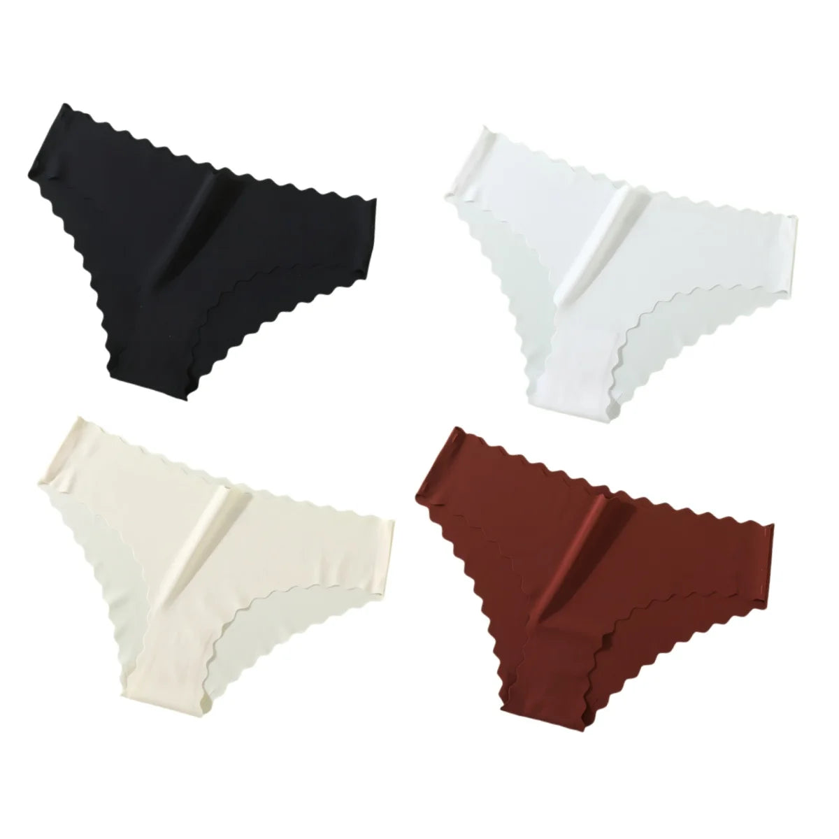 4Pcs/Set Classic Panties Women Low Rise Briefs Female Underpants Solid Color Underwear Ice Silk Panties Sexy Lingerie XS-XL