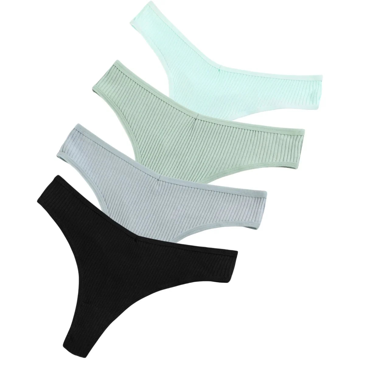 4Pcs/Set Women Cotton Panties Sexy V Waist Thongs M-XXL G-string Female Underpants Solid Color Comfortable Girls Lingerie