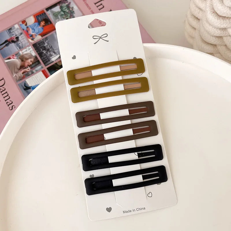 6Pcs/set Simple Colorful Frosted Hair Clip BB Clip for Women Girls Sweet Hairpin Bangs Side Clip Barrettes