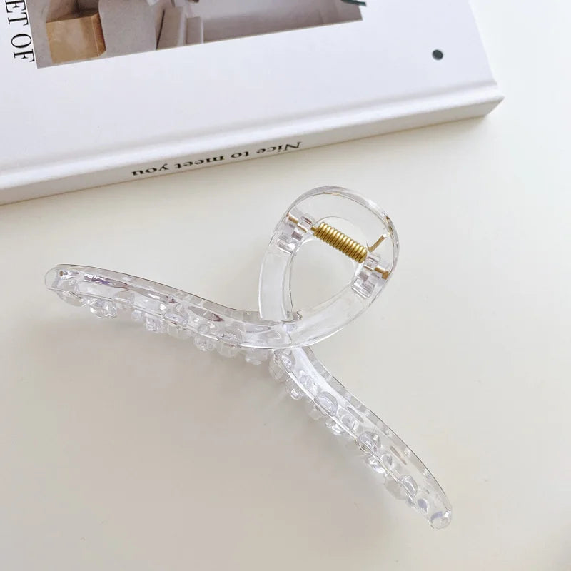 High Women Hair Claw Clips Korea Coffee Beige Acrylic Large Hair Claw Hairpin Geometric Barrettes Crab Girl Headwear Hair Accessories