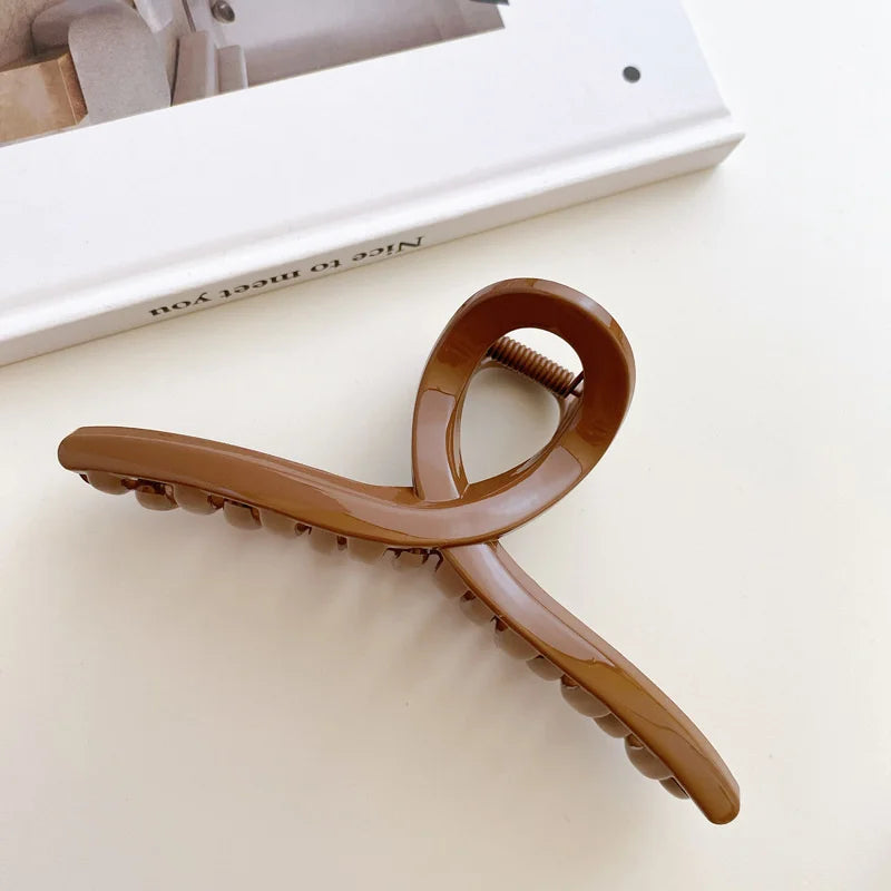 High Women Hair Claw Clips Korea Coffee Beige Acrylic Large Hair Claw Hairpin Geometric Barrettes Crab Girl Headwear Hair Accessories