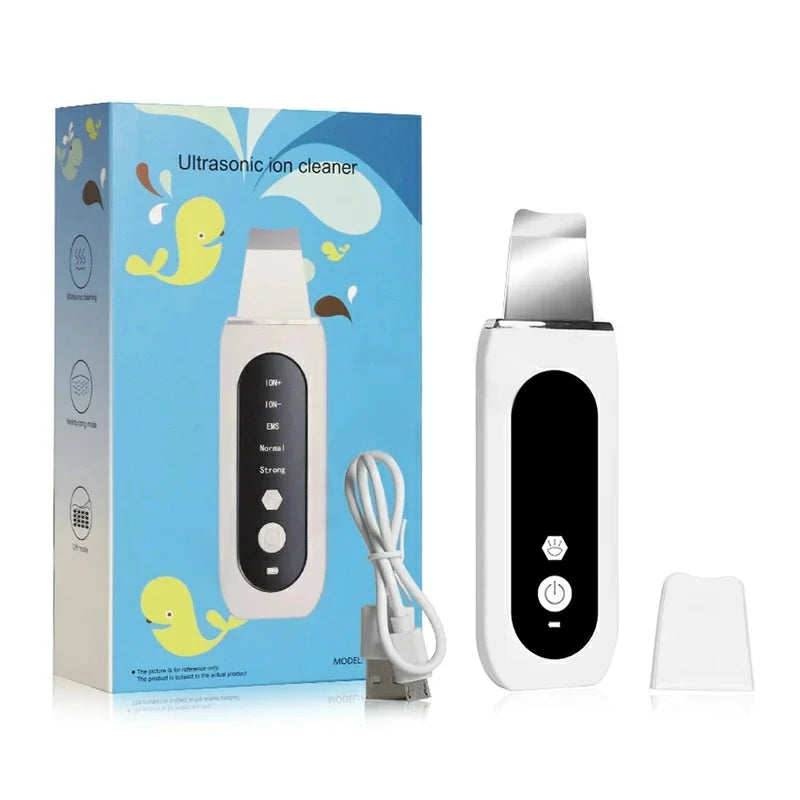 Beauty Product Facial Lift Deep Face Cleaning Red Blue Light Electric Dead Ultrasonic Face Sonic Skin Scrubber Spatula
