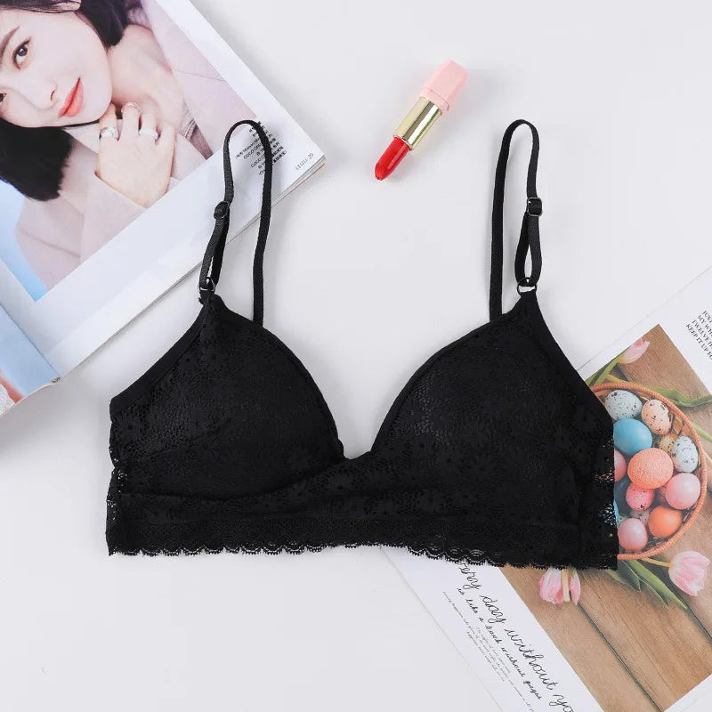 Floral Lace Bra Non-Wire Bralette Push Up Bras For Women V-neck Brassiere Female Padded Underwear Sexy Lingerie Intimates