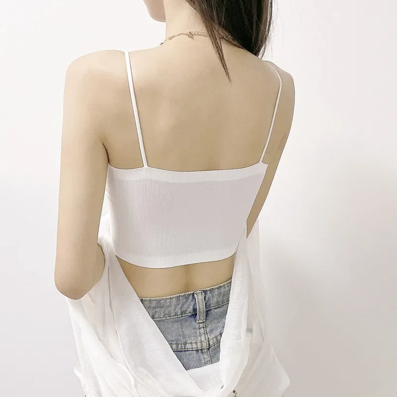 Summer Tube Bras For Women Sexy Seamless Underwear Crop Tops Sexy Lingerie Silky Bandeau Bra Removable Pads Intimates